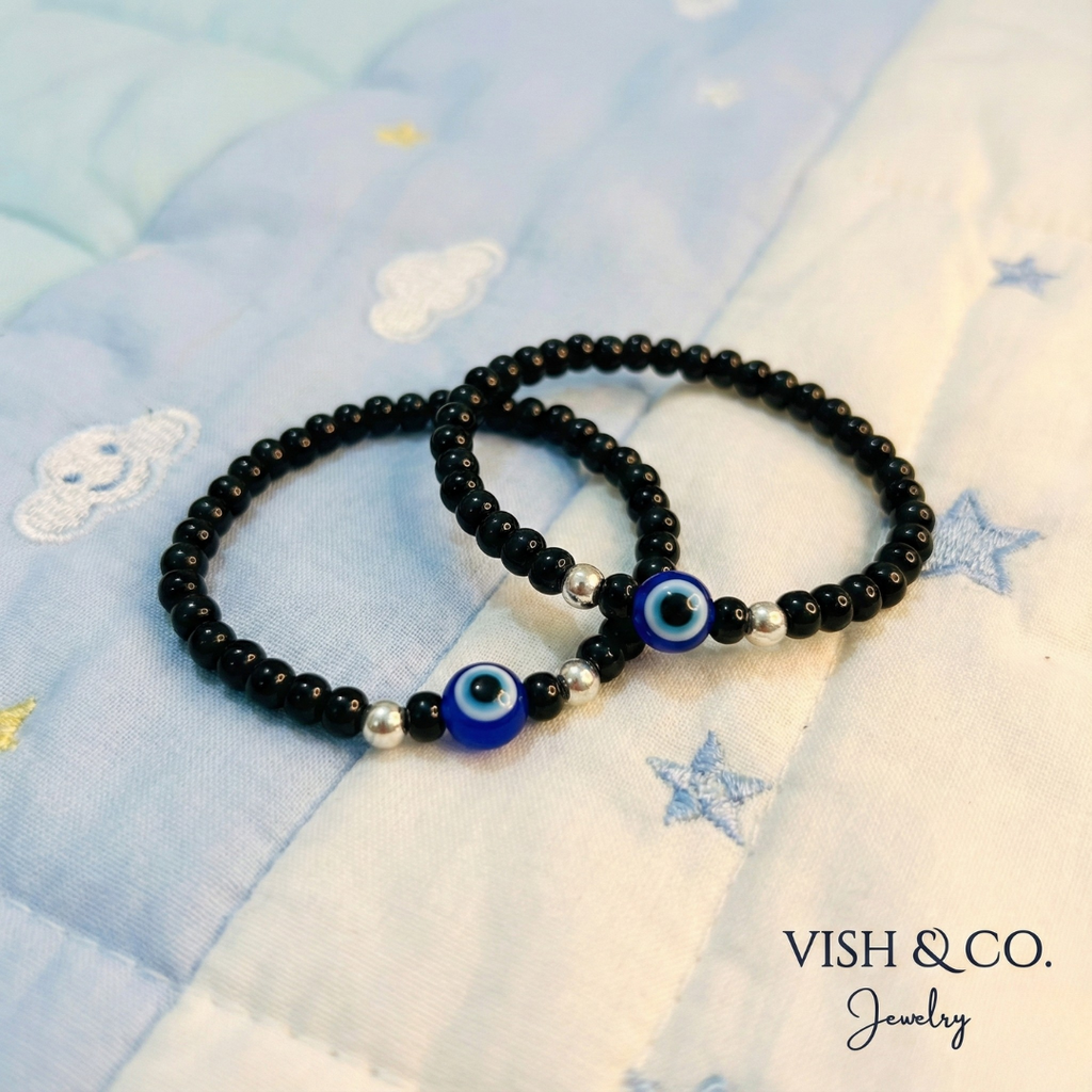 925 Sterling Silver Baby Nazariya Bracelet with Evil Eye Protection | VishandCo
